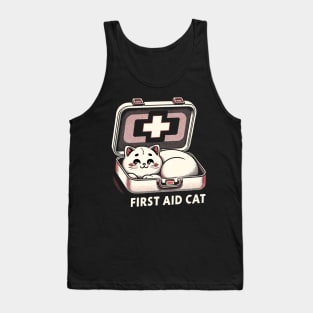 First Aid Cat Pun Nurse Doctor Healthcare Novelty Funny Cat Tank Top